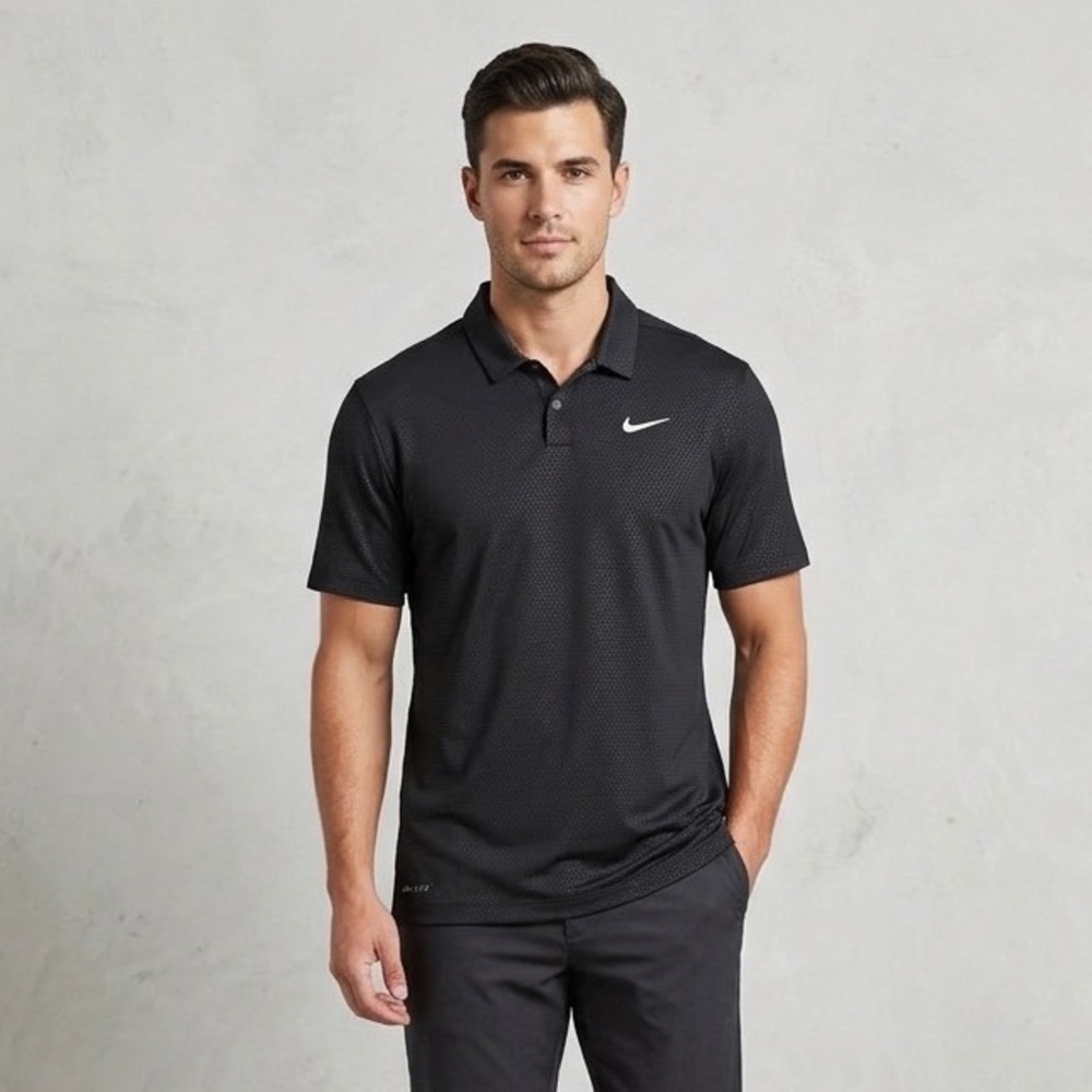 Nike Tiger Woods Golf Polo Shirt Mens XL Black Dri-FIT Short Sleeve 845080-010